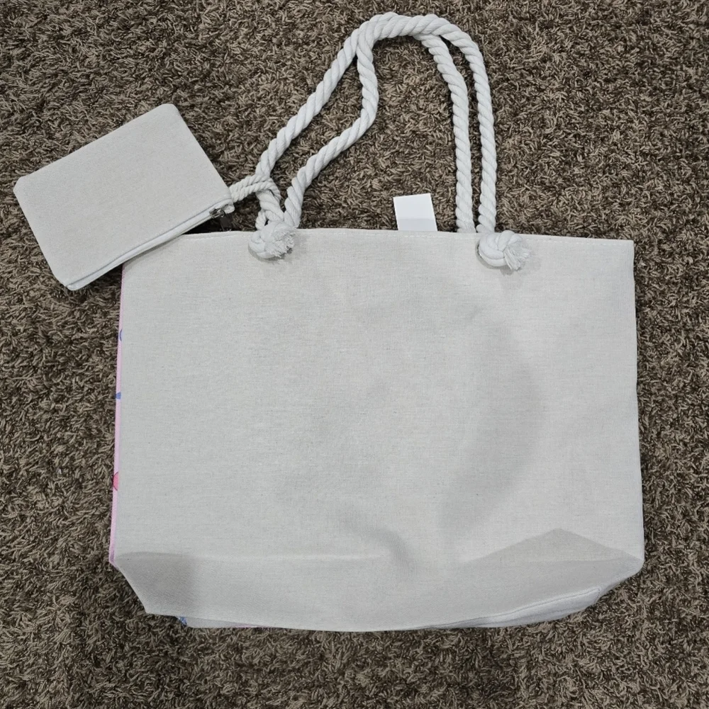 New Hello Kitty Zip Tote Bag with Coin Pouch and Rope Handles